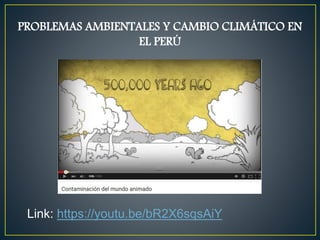 Link: https://youtu.be/bR2X6sqsAiY
PROBLEMAS AMBIENTALES Y CAMBIO CLIMÁTICO EN
EL PERÚ
 
