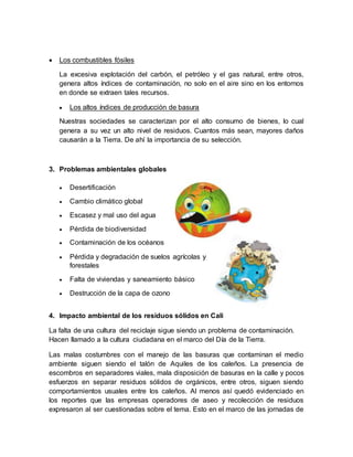 Contaminacion ambiental causada por el mal manejo de basuras y | DOCX