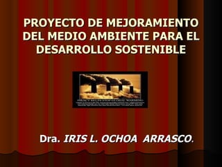 PROYECTO DE MEJORAMIENTO
DEL MEDIO AMBIENTE PARA EL
  DESARROLLO SOSTENIBLE




  Dra. IRIS L. OCHOA ARRASCO.
 