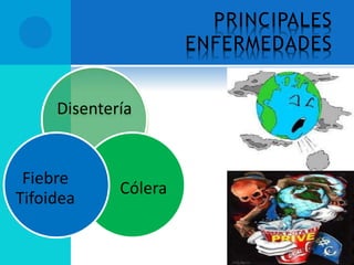 PRINCIPALES
ENFERMEDADES
Disentería
Cólera
Fiebre
Tifoidea
 