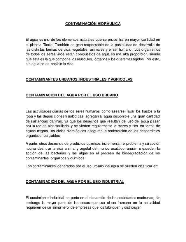 Contaminacion del agua Contaminacion del agua