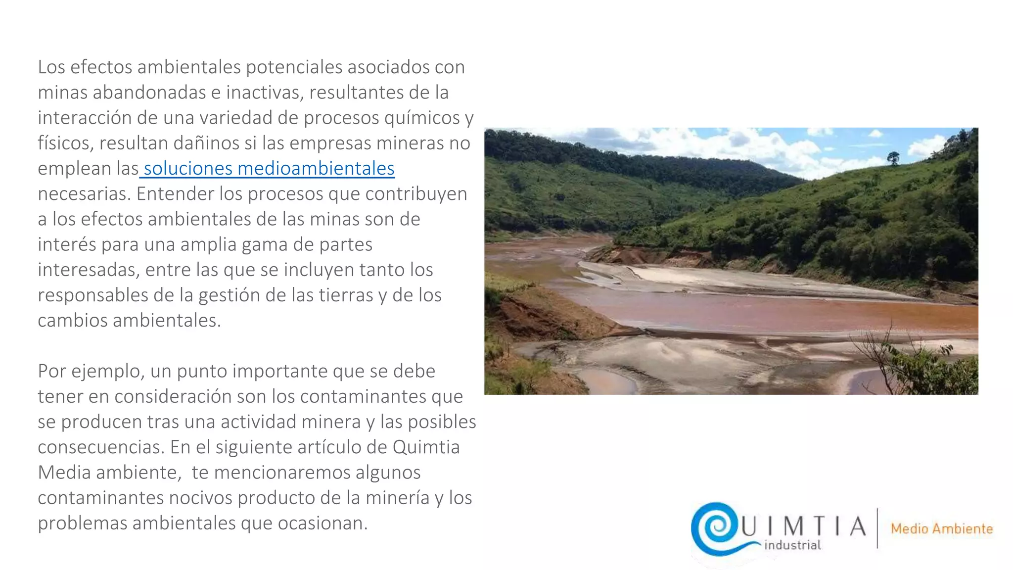 Contaminantes y problemas ambientales de la actividad minera | PPTX