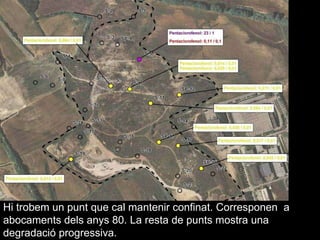 Hi trobem un punt que cal mantenir confinat. Corresponen  a abocaments dels anys 80. La resta de punts mostra una degradaci progressiva. 