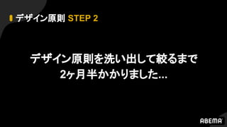 デザイン原則 STEP 2
デザイン原則を洗い出して絞るまで
2ヶ月半かかりました...
 