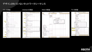 デザインされていないネットワークシーケンス
iOS の実装 Android の実装 Web の実装 TV の実装
 
