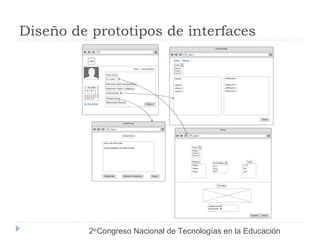 Diseño de prototipos de interfaces 
2do Congreso Nacional de Tecnologías en la Educación 
 