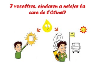 I vosaltres, ajudareu a netejar la
cara de l’Olinet?
 