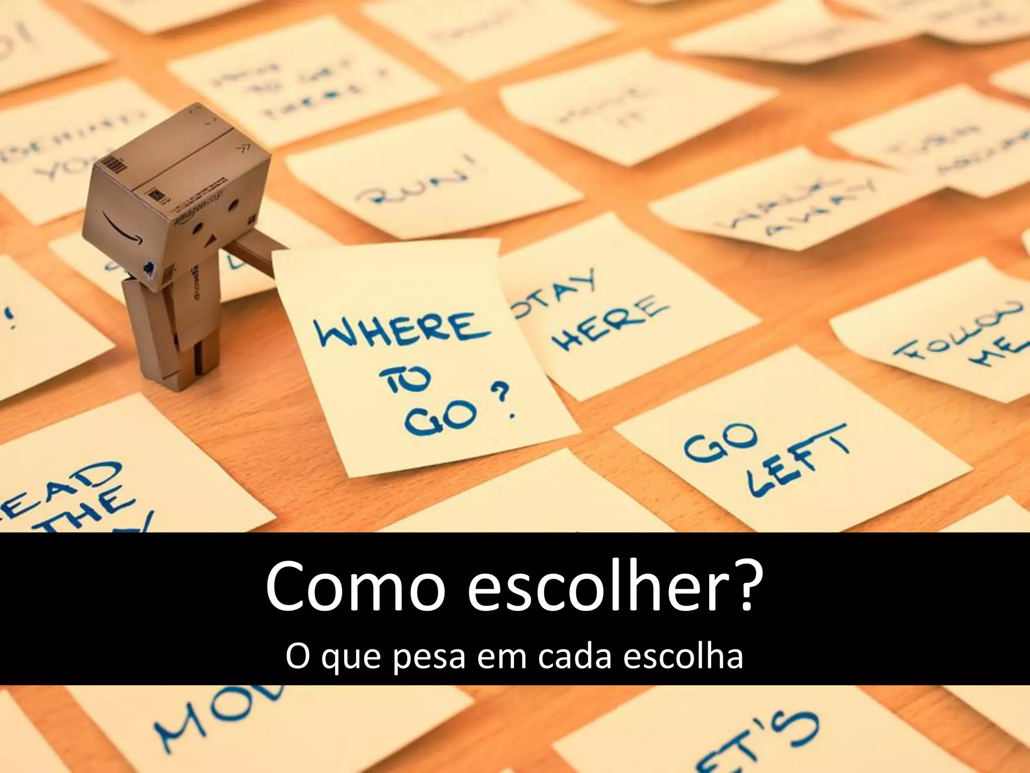 Como escolher?
O que pesa em cada escolha
 