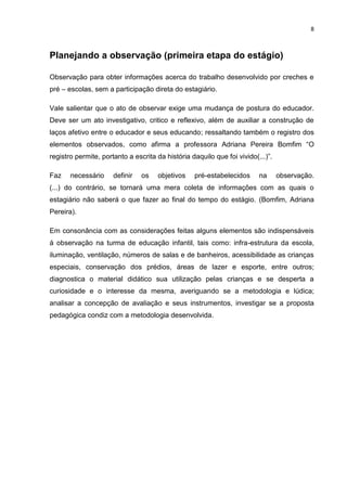 ESTÁGIO SUPERVISIONADO NA EDUCAÇÃO INFANTIL 
