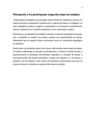 ESTÁGIO SUPERVISIONADO NA EDUCAÇÃO INFANTIL 