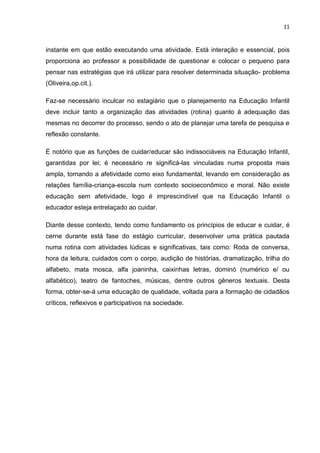 ESTÁGIO SUPERVISIONADO NA EDUCAÇÃO INFANTIL 