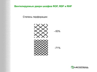 Степень перфорации:
- 83%
-71%
Вентилируемые двери шкафов ROF, RDF и RHF
 