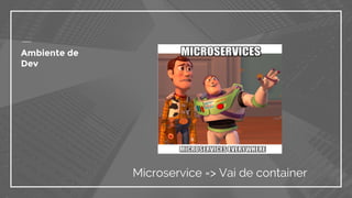 Ambiente de
Dev
Microservice => Vai de container
 