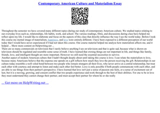 materialism and happiness essay