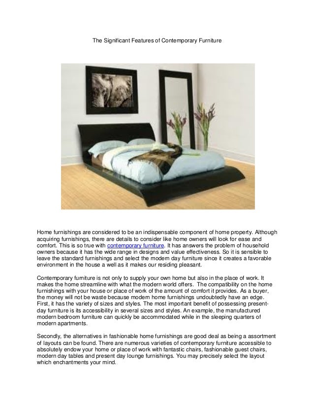The Significant Features of Contemporary Furniture