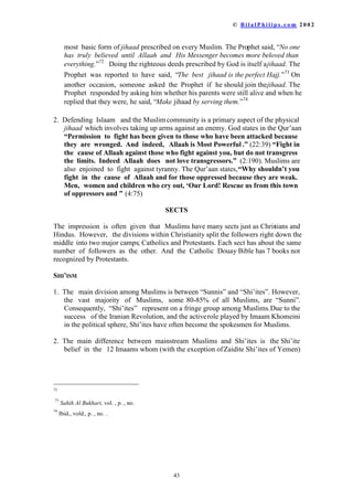 ³,IDPDQRUZRPDQGLHGDQG@OHIWQHLWKHUGHVFHQGHQWVIRU
DVFHQGDQWV EXW OHIW EHKLQG D EURWKHU RU DVLVWHUHDFKJHWVWK
DQGLIWKHDUH
PRUHWKDQWZRWKHHTXDOOVKDUHUG
´
7:2:,71(66(6
7KH ILQJHU LV DOVR SRLQWHGDW,VODDPDVFRQVLGHULQJZRPHQLQIHULRUVLQFHWKHZLWQHVV
RIRQHPDQLVHTXDOWRWKDWRIWZRZRPHQ
 7KH 4XU¶DDQGRHVVWDWHLQ6RRUDKDO%DTDUDK  