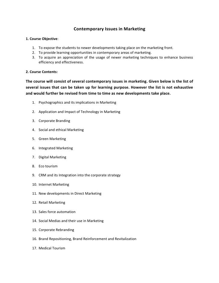 Contemporary issues in marketing final