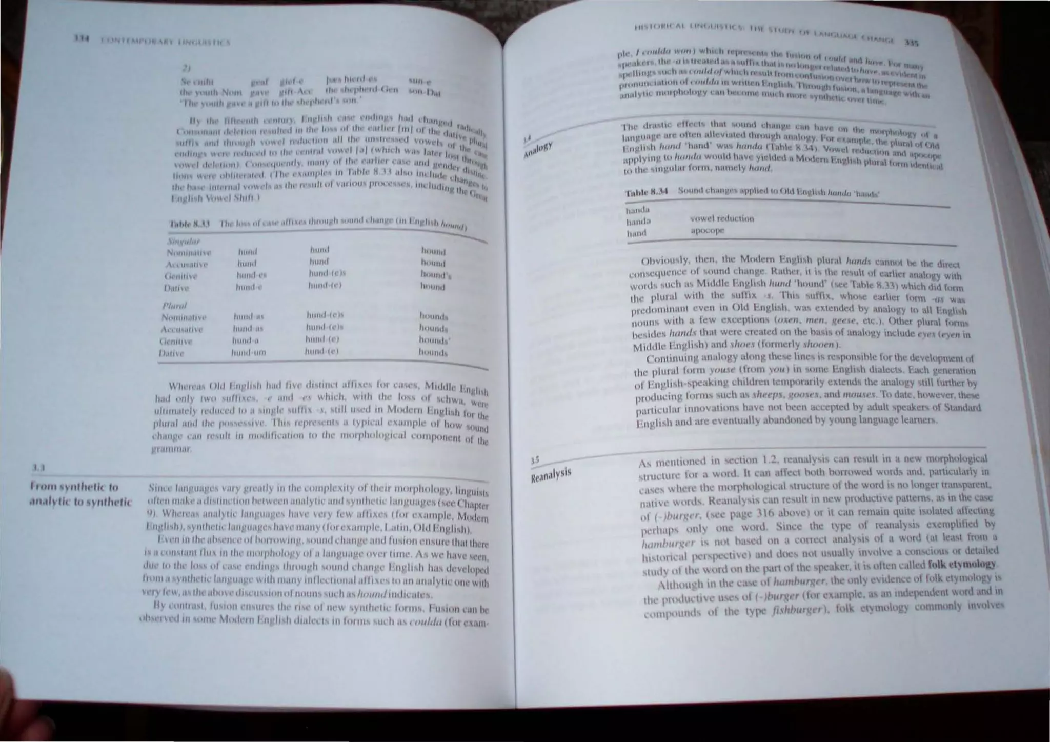 ,t If f I, , I til
J ,
'I"'" )""If·I/. '"
'1II,lh ,,. '" ~y""""'(
·u J , '11 'IU 111 1111
II f 4 III . l "~to III ,,'I. ,II (II II '111 1),11
II Ifllli ,'10 II. "h. ,II .It!
II) Ihl t"" IIlh I tllIlI). J "#.'" II 1,1, j nellllM ,.,11 1 ,1"1',.
"
,, I
'CIII<lIIIIIIII',lIlIlIfi tI"f,jllllh,ltI'i 1111111 I,nlhllllll"'",, I ,hII: til
,,", till ''''till ,II 11"1' I 0111. IlIlfl 1111 III, 1111 III ,"I rI VI)Wr I 1,II1y PIlI)
, I I I , 'I'll ,",
(lItllll 1 'I I ""'1 d h,lIll 111I1I,d ,'. .J (y, It. It WII, 1.II1'j It, 1 I .,
i1 I I d." ,,,"1) ('''''''1/111 IIlh IIhlll)' "I Ih. 1',11111' 111",,' '1111 1 "I' , Illrqll I
, I,, )i H I 11111111 j
,,",,  ," II/Iflll I ,/I d I I h. f ,lIllp" "' H I I .1 !'in IIh IUdl ,I "III
Ih. It.l I 1111. ",,, 111''''' I Ihl /1·,,1111111 '11,,011' I"tll 1':r.'1 ". lIh 11I1!11Iv, ;;::1'(1 t
"
, H'II " 111 'Shill) 'II J
It hUll",,)
 n~lIld'"
11111111.!lIt. 111111.1 IItllI.I hqUHrl
" tlH( hlill" IIlIlId hlllllitl
11111111 11111111, ... 11111111 (I) hlllllid
I tilth IlIIlId I '!lwei {(.) h'"IIII,
J'h",t!
N'lItlIII;III1 111111" .,-. hlllld (I')
hOli llt'
1 I 1/''',''1 I' /lilli" ;1 "lind It') h1111 II"·
fulllll1 hUrld ;1 IlIlIId II'J hnlllltJ.,
";illl Ifllllllllill hlllld (t'l /1'11111"
W'"',,';" 01" "III""" 11:1<1 I,v,' """IIII ,,"'X," "" ,,"", M"I"It'I, I
III' "11
",ll' ,,,IIv III" ,,,II't'" I ,lIltl n IIII"'h, willi Ilh 10" "' "liw'01, oUt'
,,11"",'h' 1""",,'''',,:1 IIII'''' ,,,111.", ,'III"",,, III MO""III I 111'I"h ,tJl Ih.
1'1111,11 III" lilt' I""" ",I IIII' II'I'''''''III~ II III'" al 'X:IIIII''' 01 It"w
' ''''Iltd
dl,III~" ,;111 I('!<ol'" III flloclll" all"It 10 lilt' flhupIIOIIl~'h.1I n)llll'Olll'llI , I
U I h'
1',11111111,11
Sill,,' 1:llIit"aJ"" v;"Y v"',lIly III lit, """P"''I)' 01,1"'11 ItIOlpltoiollY, IItIV
II""
"'h'" '":Ik,' a ",,'"It ""11 lI,o'w""1I 0111,11 Vi 1<' :lIId ~)'II' Ih" I< I:IIII'''''~'''' hI'" ('h"ph',
"I WIll",',,, :llIillY'1< lalll'lI;III" ilav<' 1" Y kw all IX,', (i'li "''"''11''' M,ltl""1
I "l'I,.,1t I, '}llIil,'I" 1""1''';11'''' Itlt v, ,":llly I"" ",:111111"', I,:1'111 ,Old "'IVI "h),
I I,'" II"h, ,11",'11", 01 It"""WIIII', ',IIlIIld <'11;1111'" :llId 111',11111 ,'II,,,",,lta',iI"II'
",In""""" II" II"I"'III'''pholo,'y 01 :11:"1"":1)'" OVl" "lIh' A, W,' h"V<' ""'ll,
.III" 10 III, "", "I ",I' ,"dlll)" ,III"" 'il ,,,",,d 1'1',(11)" hl~'I"h 1,,1 d,','I"lh'"
II "III" ) IIlh,'l< 1,111 '11"1'" II I,IIIII,III}' ,"11," "",,,d ,11I1~""'O:l1l :111,,1yl It OIl<' w"h
1"1 It'IV. IS,II, .11"1,,,.11 ,'IIS'''''''''"o''IISSlh 11."11,,1111'/111<1,,':11<,,
11 """" I", ''''''''1 <'IISI"" ,II<' ''', III "" II SII,IIt'II< !til III" h"I'1i1 1':111 It..
"It" II, dill '''Ih' ~t"d"1I111I 'IIsll dl:lil"I' '" !tH'IIS Ill'll," "I/I1d" (1'11",:1111
1,
~e'ln<llysIS
III I 1)'1 / AI Ilfjl,J1 III 1111
'1111011' H..01
hUH".'
h;ultLl
IIiIlU
vuwd 1t',lI" 11'111
apCK'(li"'
Ollv""I,ly, 111'1 Ih,' M",k'il 1 ',I1~'I"h plu,al 11(11,,1< ,annl,1 h" Ih' ,h'",:1
l'tHl'1l''!lH..' IU:t: 01 (tuud ~ha"Y;l' Rathn , It, h· 1l'~1h tit rarhn iIOIlq~'Y Illh
w""h "Ilh '" M"I,II,' l'IIVIl,1I 11II:"I' I"'"n'~' (,~c Tahc ,1.) wIIch dill I""n
II,,' plll,"1 wllh Iht ' ull" ,', I hIS MIIt., wh,,,,, earlier I""n III W:t
1
111''''>1111","11 'Vl'n III Old 1',lIpll,lI, wa c.lI'n,ktl hy an"h'IlY I" all I',n~h,h
IH)llIt,.. wllh a Ic.w cxn'rttOI1, ((H{'tI, "11'''', J{IJIJ,I', Ct,; ), Othcl plural fllnn"l
Iw",(I" /""Id, lhal WI'IC ,n:all,d IIlIlhe ha'l~ III all"<lgy mdulh: """ """11 In
Middlc l n~lI,h) anrl "It",'. (I'"lllclly 11<11111'11),
(',)lIlilllllll)' "lIal"~'y alon" Ih,!,,, hnc~ " rc'p<lI1'1ihlc I'm Ihc ,lewl)l'm""I "I
Ilw plUlal i<lIJ1l 'III'V" (t01l1 '/lit) III 1111<' 1~lIgh,h Ihalc~t~, hKh generalill"
01 I:nrll,h 'p<:aKIII I ~hildrclI t 'llIp'"allly "''''lIlb Ill' amll"IlY "1 IUllher by
plodlll.:inl' 1(11 til, .ud, a~ ,11",'/1. XOIII'I. ~Ind tlWIIII'1 'I'll date. hllweve"lhcse
Jl:lII~ul:II 1I111(lIalillnS have lI1lt heell accepted hy auult l!Cakers 01 Stalllar<
EII)'I"h and "re evenlually ,,1I;lIIullncd hy yllung lang"a!!" earn I
A, 1tl<'I1I111lled in 'c,lillll 1.2. IcallalY"ls ~an leMlll ill a new I11l)lphol"&I<:,11
~lItll'lUll' lot ,I ~lIrtl lc,ln ,Iticcl hqtlt hllllnwet! Wllltl~ allli. parltl:uary 11
l'aSI" WI1'll' lilt: IIllllplttllo '1<:,11 ,lIlIlIlIlC 0 Iht: woru" 1I111oll 'cr 11,11'parcnl.
nallVl' ,1111" I{c.lllal)", t:all IC,,,IlI11 II<:W prmluclIvl! patlern" '" 111 Ihc ,a
o( ( Ihlll,~,'" (M'l' 1''' '': 'IIJ "hlwC) ,,, it ,all remaltl 'lllll~ 1~<1I"lcl alkt;lll1&
Pl'lhal" 0111) 1lle Willi. SllICe Iht Iypt: <11 I :tilalysI l!CIlIPhllcl by
II<IIIIiIIII II'" IS 1I1l1 ha III )1 ~I c0l1l',1 an,II),,, 01 .1 WIlII ':" I'a, 11(111 a
h,,11111 ,II 1'1'1 I'I'l'lI':) ,Iml do('s 11,11 lI'lI,tll) IIIVII I CIIII 'llII III "dalled
~1I11" "I Ihl' 1111 11 Ih 1';111 LlI IIIl' 1"1'a)..Cl, II "LlI"'1I c.llktl ftllk ~tyml)ll)ltY
1111111 .h III Ihl' <:.1 CIII /ralli/lurger, the (111) IIklle til lull; IYl11olll
') I
Ihl 1'1 ,,,IUtll' U sill ( )1/111 ,,'f (111 ampl,,, ullllldcpcmlc111 W ru untlln
1I
111l1"'tnlll Il Ihl 1)1" /1 hhurgl'r), 101k lYlIlIlo'y CllllUtl 10Iy mVl)lvc'
 