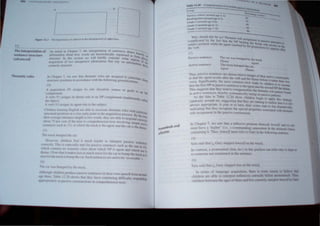 (..(). Tr~1p()"" 'R) LINGUISTICS
a b
r
L-_I
Figure 12,1 The Ifl¥lO'tance 01 ",lienee in the development of adjectives.
!;,]
The interpretation of
sentence structure
(advanced)
A ' t-d ,'n Chapter 7, the interpretation of se,mences draw< h
s no ~ , h- I ' " cav'J
information aboul hO~ words are hle~rc Ica J) ,organ,zed to fonn I) on
trucrure In thIs section we  til bnetly consIder some aspe Phra."
" , th I ' Cts or
acquisition of two IIlterprel"'c phenomena at re) On Informat' the
Th("matic roles
IOn abo
syntactic structure, Ul
In Chapter 7, we saw thaI thematic roles are assigned to panicul
'th th - II ' , at Cd
structure) poSItIOns in accordance WI e to Onng generahzatio
ns
, eep
1-1)
A preposition IP) a"igns ih role (location, ouree Or goal) to
an 11>
complement.
A verb IV) asigns its theme role to an, 'P complement (lraditionall
- , y~~
Ihe OOjeCIJ,
; I'erb I ') mSlgm ih agent role to lhe subject.
Chtldren learnlOg EngJrh are able to associate thematic roles with pan'
I , - h - , lcular
stnlclural position at:l I1:1) e~r YPOInt In [ e acqUlsJllOn prOCes , By the time
theIr 31crage utterance length 1. !~O onh, the) are able to re -pond COrr
' " , ectl)
.tbout 75 per ('l'nl o~ Ihe lI~cbl0thcompr;_h,enth'lon te,rs IIldv0
thhl ng imple active
, ntenl'C' such as I)). m hi e lrue.. , e agent an e car is the theme_
15)
fbe truck oumped Ihe car,
Hocl cr. 'luldren find it much harder 10 interpret pa'Slve cntcnces
corrcctl), I'h:, peclJII) true for p ( e ntence uch a the one III 16
"hleh cllnt.un no manuc cI about which 'P I agent amI  hich one;;
them ( lite th.1l11 m JU! t 8l much sen for the car to bump the truck a II
d. forthctrudtobumpthc:aT u hsentence aresaHJto!lc'recr iblc',)
16j
Ib ar  bumped b th trud;
O
minalsand
pro"
rtflexives
Tuble 12,20
GroUp
- - ____ .!:t'_r_l>'·tltQJ(t' (.orr,.",
Nursery school (around age 3-4) 21) ~ _~ ___~ __
Kindergarten (around age4-S)
Grade I (around age 5-6) 3~
4~
Grade 2 (around age 6--7) (-,3
Grade 3 (around age 7-8) 88
Why should this be so? Thematic rotc a ' - - -
"'"tgnmcnt' .
complicated by the fact thai the NP bearing h In P""lVe 'tructu,""
' ' h'l th t e theme r  I
subiect positIon W lee agent (marked by th " () e OCcurs tn the
' J e prep<>"tJo b
the verb_ . n Y) 'ppea" af""
J7)
Passive sentence:
Active ~entence :
The car wru, bumped by the truck
Theme Agent
The !ruck bumped the car.
Agent Theme
Thus passive sentences are almo't mirror images of the' ,
' , Ir actIve C{)UntPn>
in that the agent occurs after the verb and the theme before 't th -,yan~
- 'fi tI th I ra Cr than Vice
versa, Sigru Ican y, e most common error made by child '
'T> ' , ' ren I§ 10 as.ume
that the first, ,r m pru,~lve sentence is the agent and the '>eCond. ~ the theme
This suggests that they tend to overgeneralizethe thematic role pattem found
in actIve sentences. thereby • temaucally emng on p~ive pauem
As the data in :rable 12.2? how, children begin to apply thl' trategy
randomly arou":d sIX, ;uggesung that the, are tarting to realize that 1l is Il()t
always appropnate, A ~ ear or ~ later, theu cor~s tan to me dramaucally,
indicaung that they recogmze the >penal propertle~ asSOCiated ith thematic
role assignment in the pas-i~ e COll>truction
In Chapter I. ""e "" that a re e i~e pronoun lh,m.sel , herse~, aDd on)
must haw a 'higher' i e • c-coll1lIlatlding) antecedent In the nurumal clause
contaimng it, Thu ,luntulf u er to Gar) in the following ntence
I
_ . '1 id th t [ G nsl},
. reer 10
to
t1
 