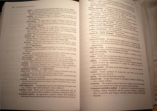 I tJ -" ,f '...,' ,ul,,:u' l,r Ih • ,-'.'1 -bl.tl .',11 h." l  ( c' ""(I Nul.
 I I 111l11ll'tth hf.. f1l1'1 ,1 "uh r .UII..I pl",'ht ".'d  h....1 II ,I )
" It, . h.' hll
I
,I n- rhl·· 1'111'.1"'--' 11.:11" 11 (1..', ' •• Itl N"ll1.  1~1I('
d/hl " II It II••
I I '11,,'0.1111 111 bill r.II" '/" C/), 11":'1
rtlt"'l1h I~ . I h
IIIUhln,ll1 P' ." III  11.' •• dl...·lH.d "I th I
 n ,,, I " ...·l ,II'
I) 'lfl'C'" h' .1 l1.ll' tl·h",lfttlllll.IIH ) 111 (hl' .'1 'top,
u,:tnr . 1. InlIUlh"ltl ot
" ,' nunu.;Ull' J I
., I'h" 'l,h,I"" Ih.1f ,,'.'ur... lh.' tt) . .ltuag..' (1 P lit... I'
tl '"I "h,,·," 1 1 ' , Il Ih~ I
1M '  l -hUhf Ih,,' ,,',.:1111.11 ...uku'. t."U tll1~ III t lh..'nt 'Pl'cl'h hUt , dl
, . -1"1 l' ,'I ',ll1llll1 ' ••llId I1hllllhlnn!! 1.1I1~lI"!-!C pnllu'" ~~i.l
"fln":IIII"',, "'.) .:hnll {al,o
II 1,t'II ' 4U" lIJ'hu,w
" I " " .. HII" ," If ..I  ('Hi th.1I j, h.h,,"'d nil 'l) •
.. tlk to"~ nu' ('s.:.' ... ,II I _ ,1 Inenn
• . I 1/ 'I' .1Ih.l til ':" litH 1I_'1I.1 ~ ,tn'"l  .' .1 f..'lIlSI,.'tnu, n _ I ~?l
hl,hln..l n. - 1 I I ll,.'I'111 .1
I t Ih'  llid tlll lilt.' 1',11 ( pI tit: " ......·a"".·r ("",!-!.. hOlllbltl'u" I' .~u
fU,' II " I I I ) ,,( I "lCtn
n'JI1.1J".',IIUhll",lllhllph.'llh,·:o.. 1,1m .Itlt. '111):(''', g
I I'. '1 ., '1,"'11,'11 ,,-.IIIl·pn·,,·nl.III,'" th"I" h<·I.,,, Ilk'  Ill' II
.'Nttl~"· ,I. . ~ , l ..'..'1
. t" 1'1t· 1 I • "I 'I'<:cd, 111,11 I' 1 1'1<'''" "ddl'l.·"<·d t '
.",)n".,:nt'r tl" . , _ ' " n "il'C)
I
/'111"'1 d •.II.I,'I,·n/c,d h' s"d. 1'1"p,'r1I<" ", '"llpk'  '"  1111
anO'rU.l ' " ' , , ' I II i Olu nru,
m,' ",,,-,' ,','1111111'"  ,,<,•• 1>,,1.11) 11,'111' I.' "":-1 ,', 1,'II,'h,'!' Inlk ) or
• t 1'11' l,nll,'II"" ,',,",',·I1I1.III,II1S 01 hal1d, "I "Ik'r~ III
fomu," , , 1 I " a 'I....·~d
II I (n 111,,'111.1''' III ,I ",.:1" lIC 1 ~I" 11 II, 1',·<'II".lr .•udl'or 
,,'u, " " , '1uaIH
'( I::"~ I Spt~·fn)gr:utl .)
,.., iSi/iIBI/II" If Ih,' illl,·rI.IIl~ II.I~'· ~I,IIlUllar g,'ls slIId. ill " 1'111. alld ,
Il'l'nlIIII.lIlIlg I" Ih,' gl.llIlII•.11 "I 1Ill' I,ll' '<,I 1.1Il!(lIa~,' it I' "lid tn ~::~~
hl~"lr l"""' ,
,..R't' form 11 dClll,'1I1 Ihal ,'an I'C,'lIt ill 1",1,11(111 ,llId"'r "l1'I' !"'-'HIIlII
'''Ih /'1:,'/'<'" "'IIl'I~h"('lIrlltg 1'I.-l1k·nls " 11" ,'utiI' 'I} flcd
,,'R't'mOrpht'ml'  lIlorph '~t'. Ih.II,',111 h,'.1  "I'd'" II,,'I!' ('..~..J"(/r.
FR't' , srlslioll ""lind, ,Ill' III tn'c  ,111,1111'11  1ll'11 Ih,' dll 1101.:onll"1
'- s1. C~Ul
,l<.'1.·ur in id,·tHIl'.lll'hlll1l'lll· l'l1 11'<'111111'11". ,md .11" I'h"Ill'tll'ailv '1I1111'
" • d~
Frkation rhl' 'H·.Ih'nll1g ('1.1 "III' I~' Ilnc.HIY<' (l' g .. 11I1 hl"''1Il1I1g lOll,
Frkathes C,"I"I1;1I1I ' pn'du<'l'd II lilt ,I e','lltlt1tI'U' ,urnll Ihmll'l h
' g 1 I ~
moulh.•1<Y"lIll'anlcd Il ,ICllnllllll<'I" ,tlldtblt: IUllSC (e' g .. In.lJll,
Fricdonless rontinulIllt " ppro.irUlIllt
Froat vowel  ll'l Iltal IS lIIadl' llh 11ll' "'I1~lIe' 1'lSllll1cd tn Ill ' I'
, c mnt
of~ oral Cal'll) (''.g. Ih,'  (lIl'! ,,'und, III I, al,lIId ",,'),
......... Iobt' Thl' "'Ix' Ill' IIll' t>r,lil1 Iltal lic, 111 1'IllIlIIlr,hl' e'Clllral sUkw; and
In which Bn":lI's .lft';l is 10C.H,·d,
common suo"iIUIIt'11 1'I'c'l'" in chIld Ian 'ua 'I' a"qlli'llinlllh ' l
, , ,I
,.101 the moving 101' .Ird 01 .1 "'lIl(j', pl;I:' nl ,lIllclllalion (l',g,. ci'I'''''I'
pnIDOIIDCCd It i;l />.
..1I1.....~catioD morphologic-al pHle'l'" Ihal dupli"al," Ih,'el1ll1' lnl
,anak 'child'!lInaAalluA ·,.Iritlus l'IlIllhl'll'),
Word., . uc'h a, dl'll'rlnilll'ls and ,'olljulleitolls Ihal aI','
of BnlC8' aphllsic's, n:sulting ill Idc'graphlc' 'Iwl'eh,
approach 10 synt,ll'Iil' .111,11 si, Ihal all,'mph Itl
...ItI,.1C1icpbeDom na in tenus ofthl'ir eOllllllullil'ali l' fUIl,'linn
r'I.l1I1" ,
lui '~, it. I'nm f) 'I.) 1hein
 