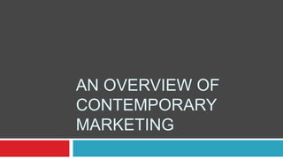 AN OVERVIEW OF
CONTEMPORARY
MARKETING
 