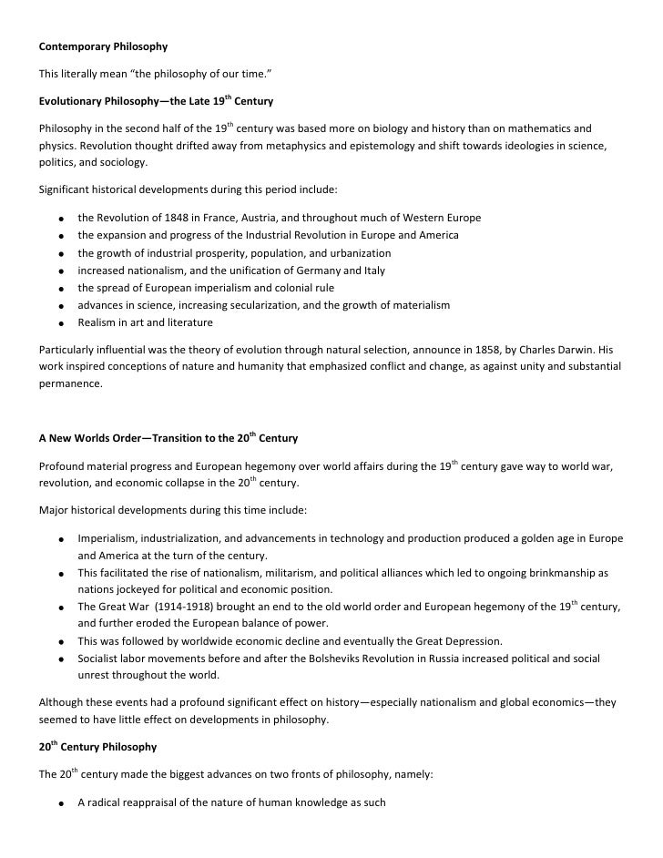 Contemporary philosophy