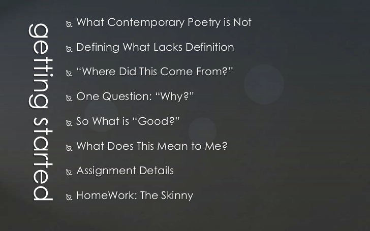 Contemporary poetry Contemporary poetry