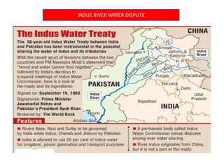 INDUS RIVER WATER DISPUTE
 