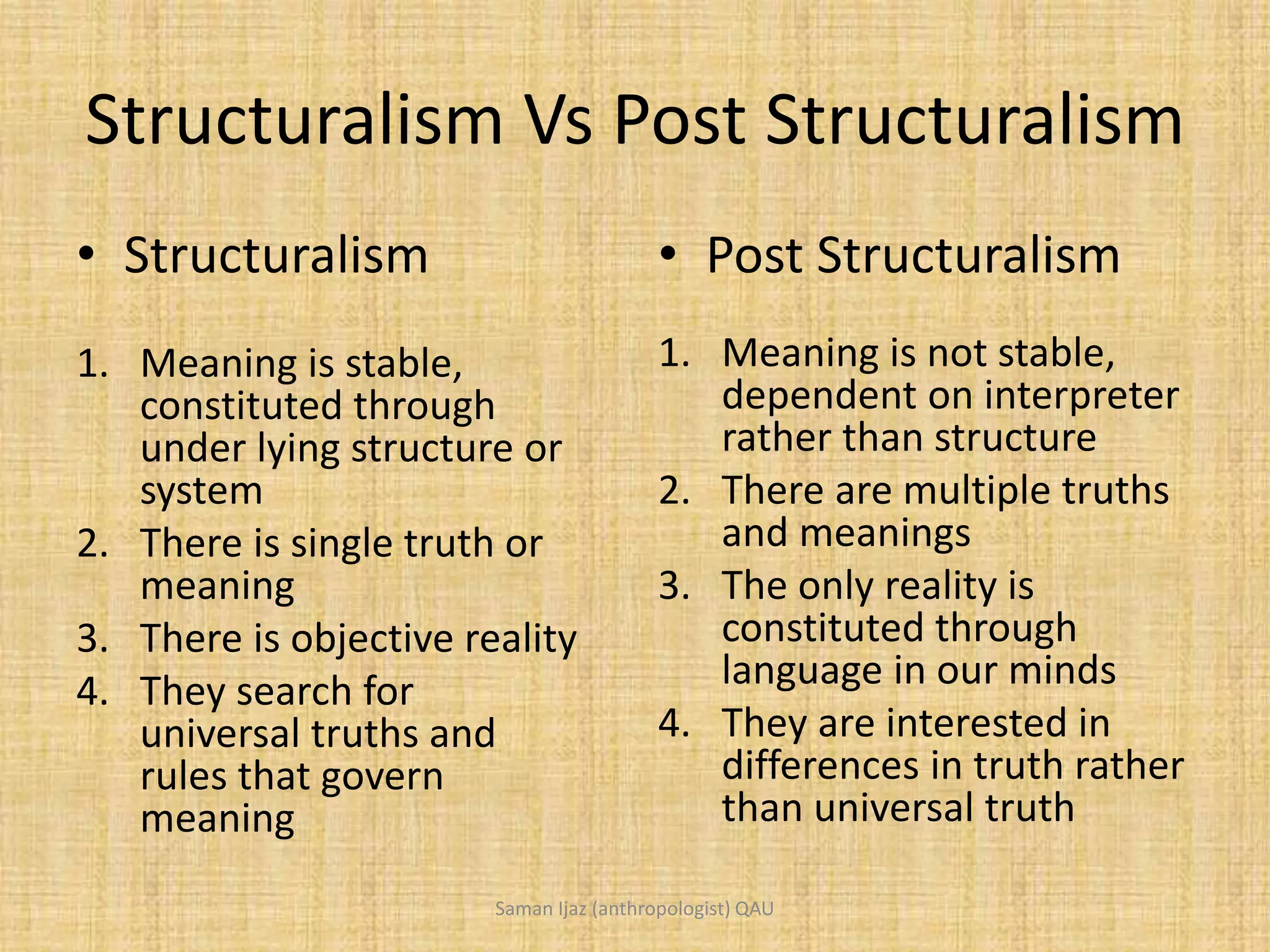 Post Structuralism (Derrida, Foucault, Jean) PPT