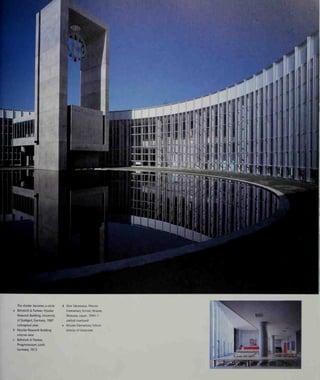 ^
The cloister becomes a circle:
Behnisch & Partner, Hysolar
Research Building, University
of Stuttgart, Germany, 1987:
conceptual plan
Hysolar Research Building:
exterior view
Behnisch & Partner,
Progymnasium, torch,
Germany, 1973
Shin Takamatsu, Misumi
Elementary School, Misumi,
Shimane, Japan, 1994-7:
central courtyard
Misumi Elementary School:
interior of classroom
 