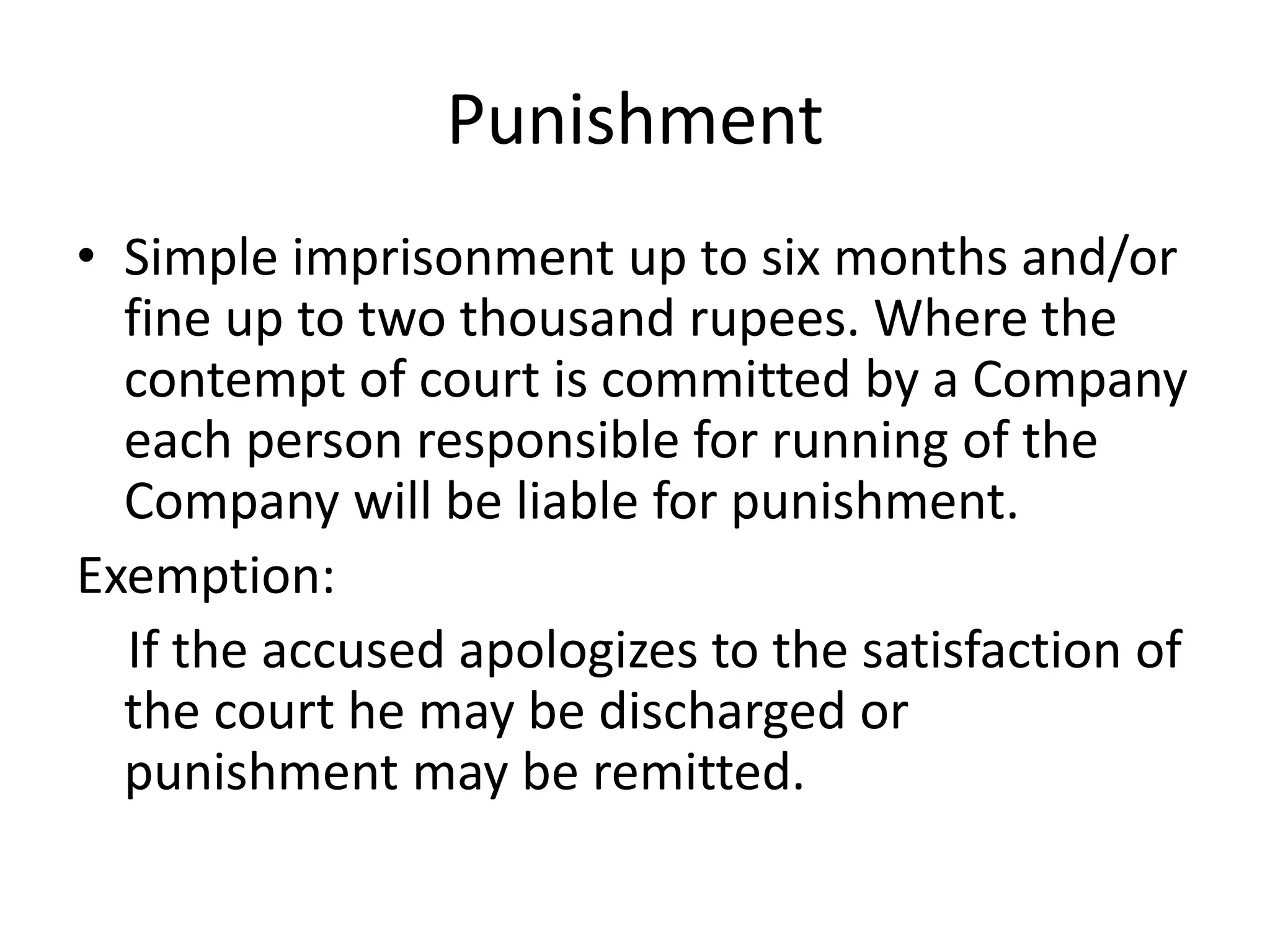 Punishment Of Contempt Of Court