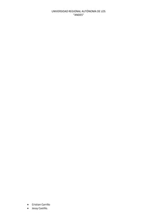 UNIVERSIDAD REGIONAL AUTÓNOMA DE LOS
“ANDES”
 Cristian Carrillo
 Jessy Castillo.
 