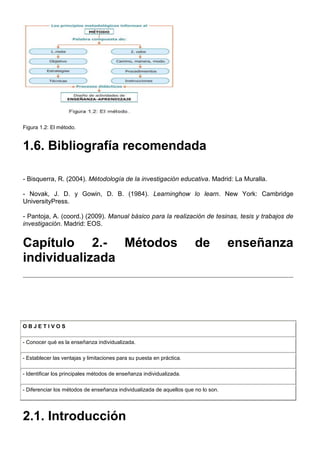 Figura 1.2: El método.
1.6. Bibliografía recomendada
- Bisquerra, R. (2004). Métodología de la investigación educativa. Ma...