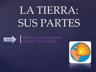 {
LA TIERRA:
SUS PARTES
https://www.youtube.com/
watch?v=7rJNtvqnWcg
VIDEO
 