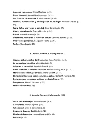 Anarquía y desorden. Ericco Malatesta (p. 9).
Digna dignidad. Ashmet Domínguez Ally (p. 11).
Las finanzas del Vaticano. J....