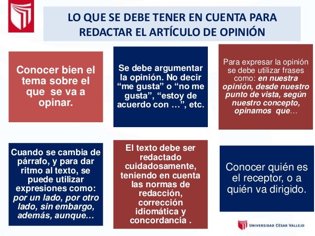 Contenido de un artículo de opinión