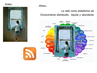 La web como plataforma de
Conocimiento distribuido, líquido y abundante
Antes… Ahora…
 