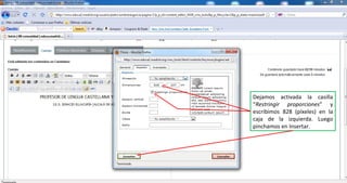 Dejamos activada la casilla “ Restringir proporciones ” y escribimos 828 (píxeles) en la caja de la izquierda. Luego pinchamos en Insertar. 