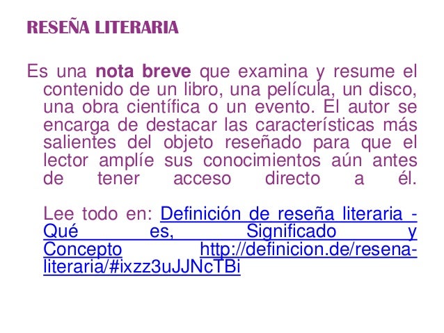 RESEÑA LITERARIA