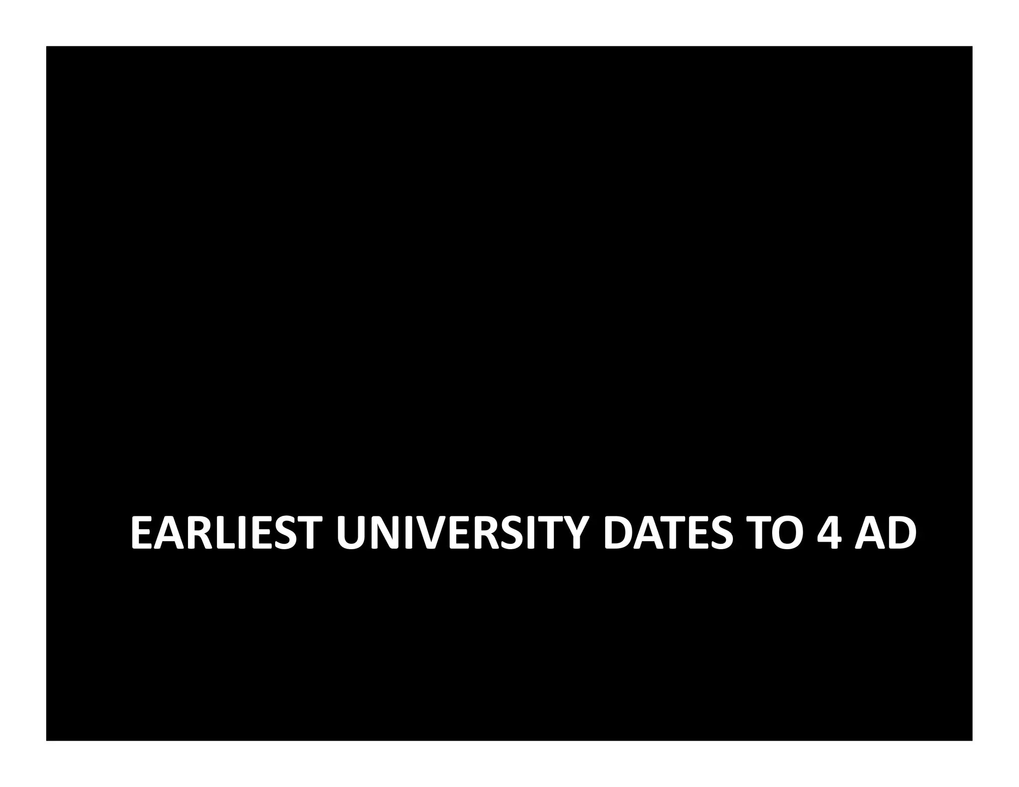 EARLIEST	
  UNIVERSITY	
  DATES	
  TO	
  4	
  AD	
  
 