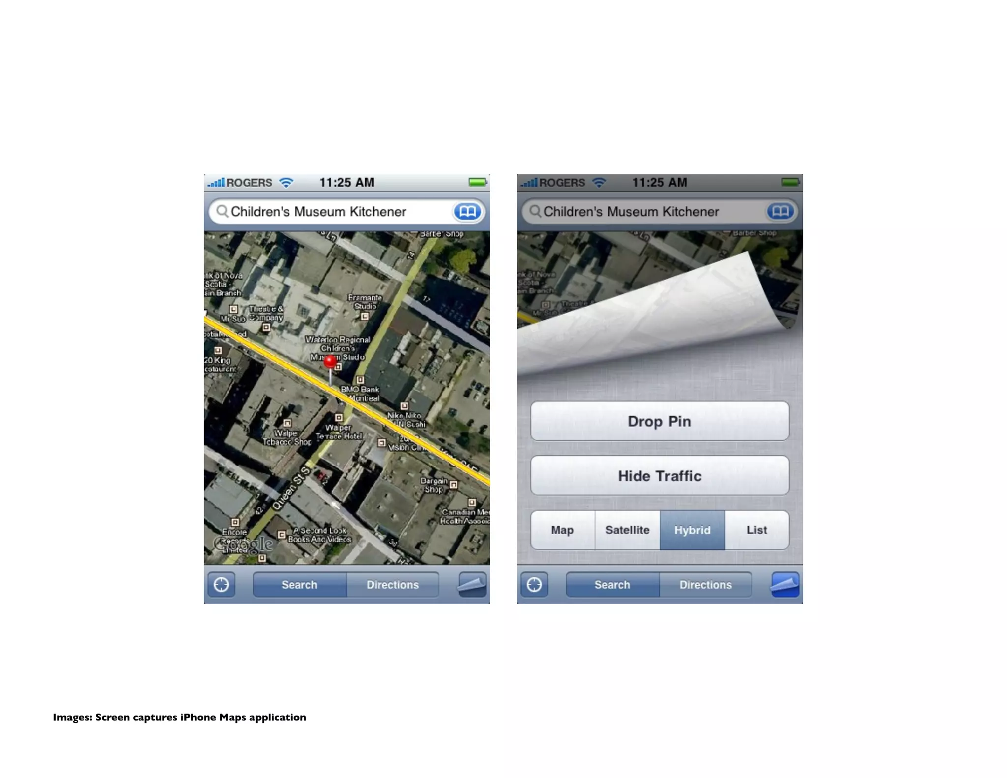 Images: Screen captures iPhone Maps application	

 