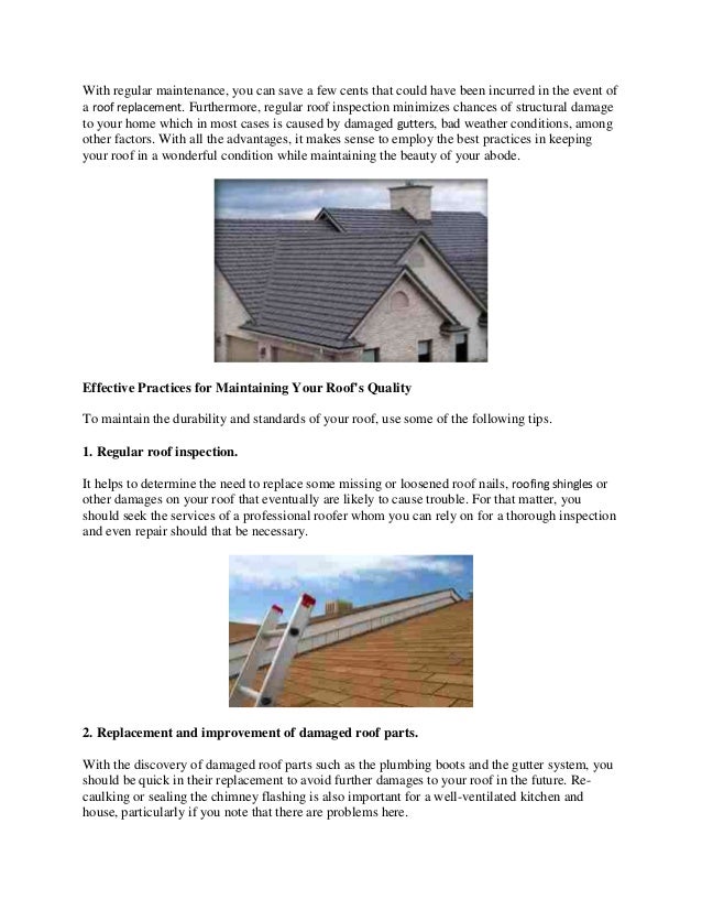 Effective Practices for Maintaining Your Roof's Quality