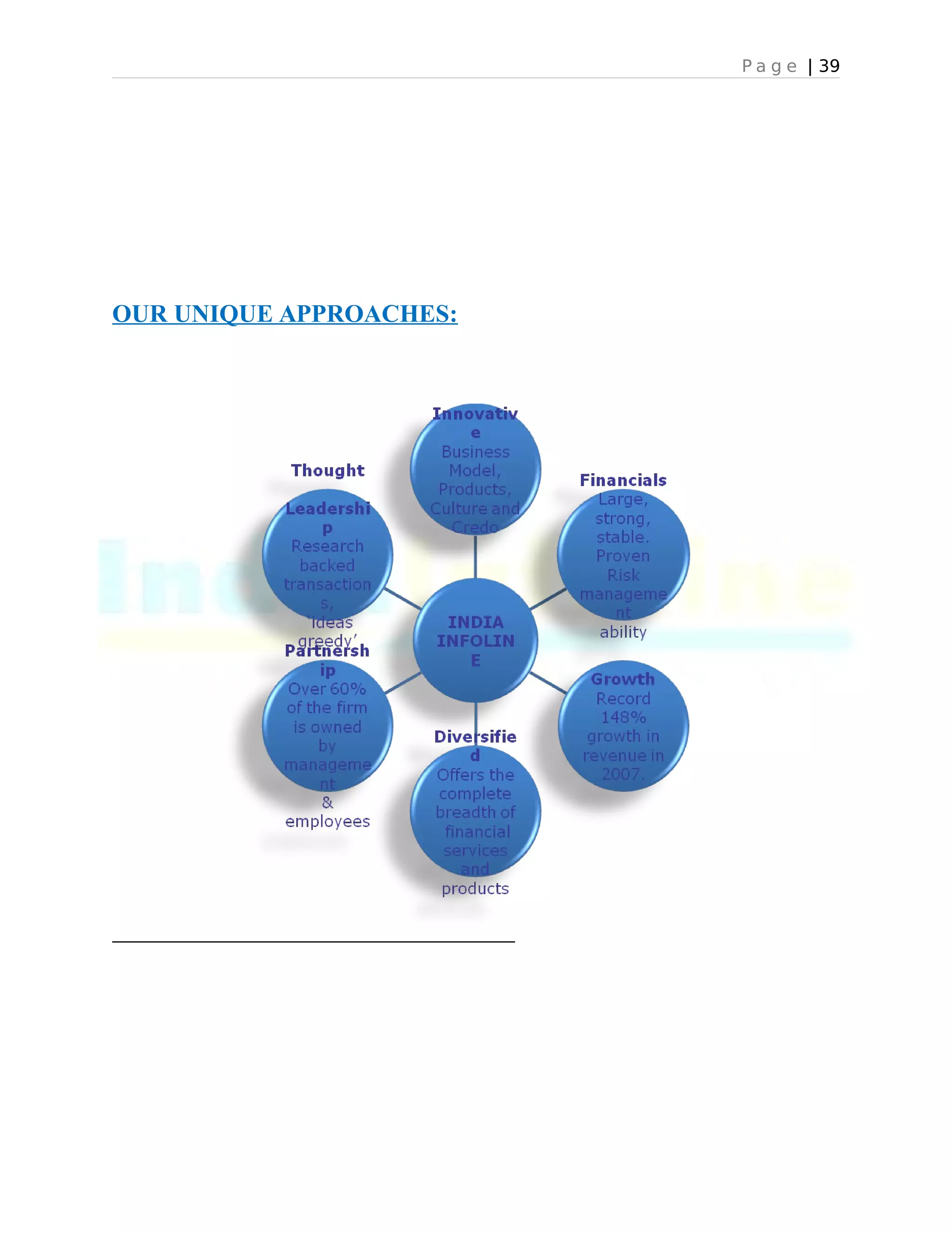 P a g e | 39
OUR UNIQUE APPROACHES:
 