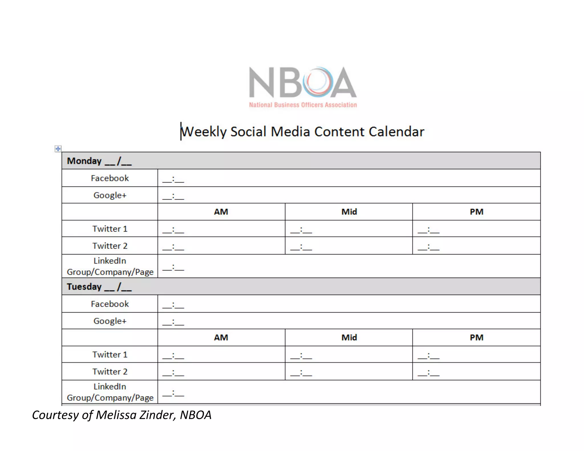 Courtesy	
  of	
  Melissa	
  Zinder,	
  NBOA	
  
 