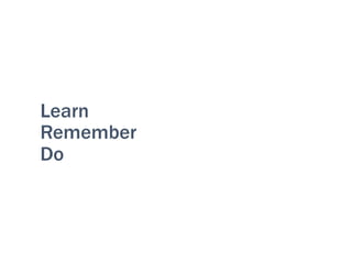 Learn
Remember
Do
 