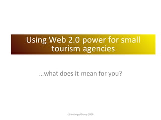… what does it mean for you? c Fandango Group 2008 Using Web 2.0 power for small tourism agencies 