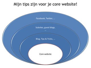 Mijn tips zijn voor je core website!