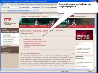 Tussentitels en springlinks op langere pagina's.