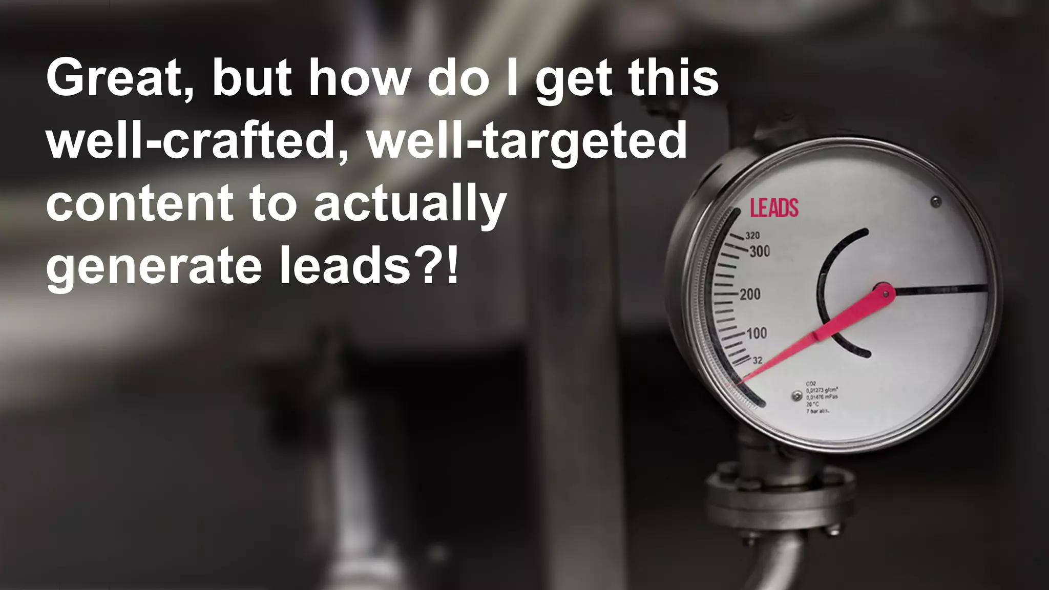 Great, but how do I get this
well-crafted, well-targeted
content to actually
generate leads?!
 