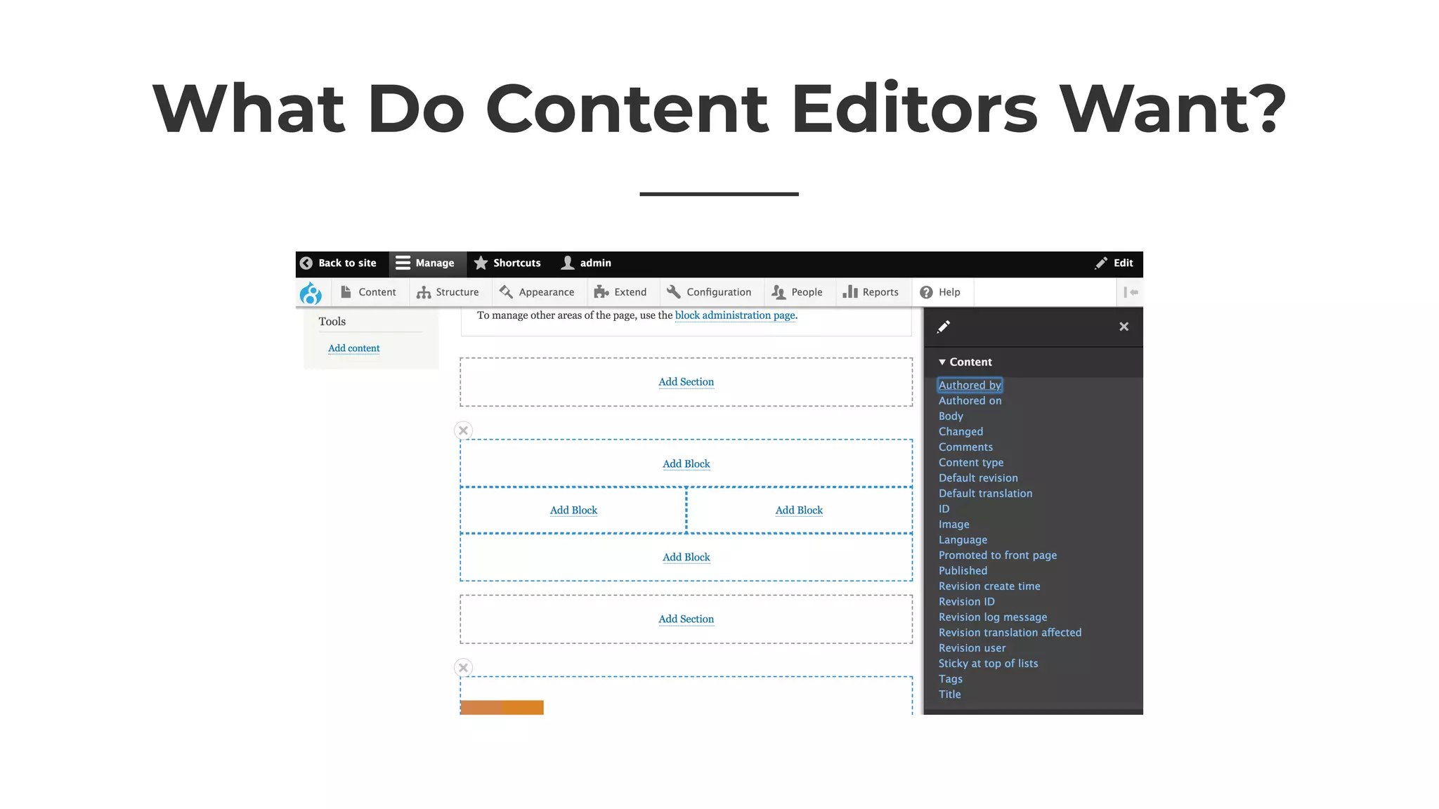 What Do Content Editors Want?
 
